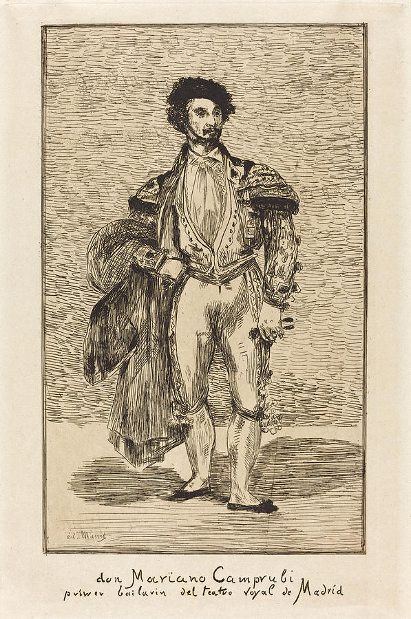 Don Mariano Camprubi, Le Bailarin #2 Drawing by Edouard Manet