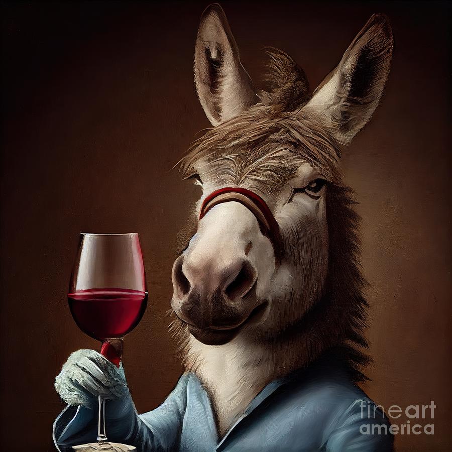 Nature Painting - Donkey Having Drink #1 by N Akkash