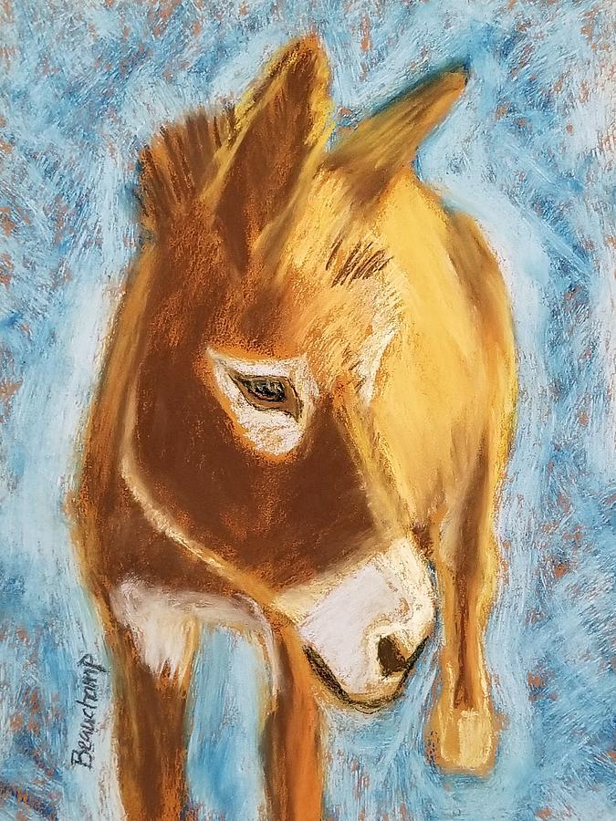 Donkey on Blue #1 Pastel by Nancy Beauchamp