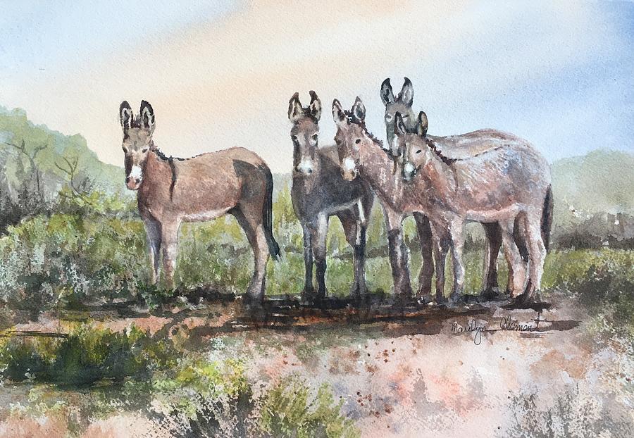 Donkeys  #1 Painting by Marilyn  Clement