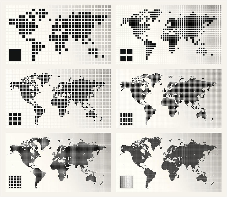 Dotted world maps in different resolutions #1 Drawing by -Antonio-