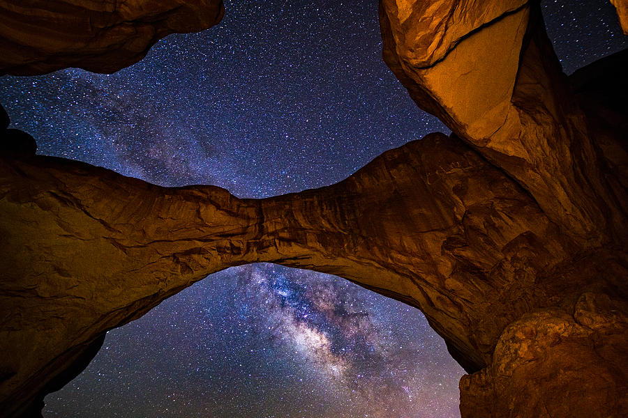 Double Arch Milky Way Galaxy Arches National Park Utah #1 Photograph by Adventure_Photo