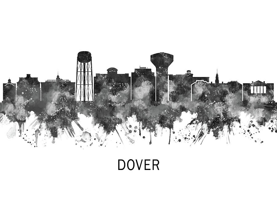 Dover Delaware Skyline BW Mixed Media by NextWay Art - Fine Art America