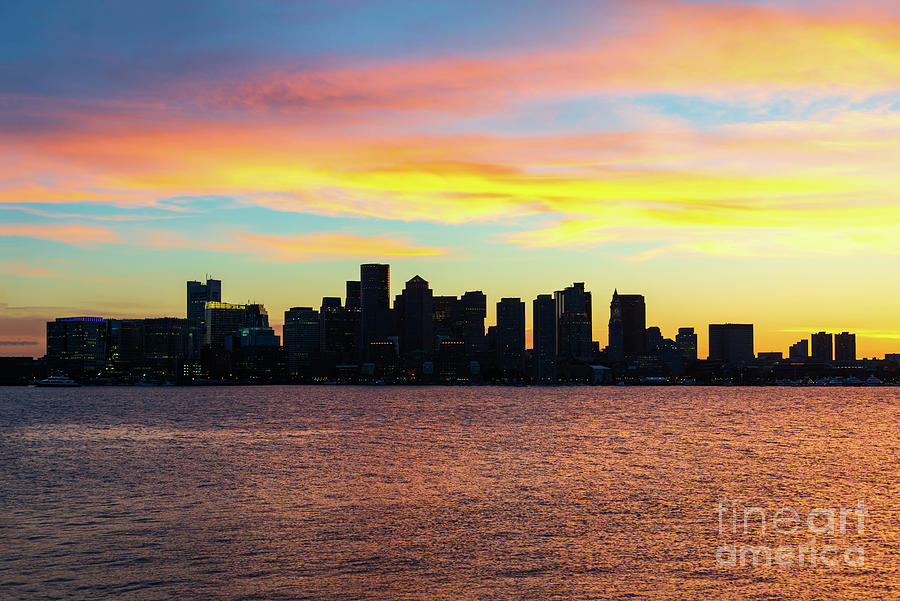 Downtown Boston City Skyline at Sunset #1 Photograph by Paul Velgos
