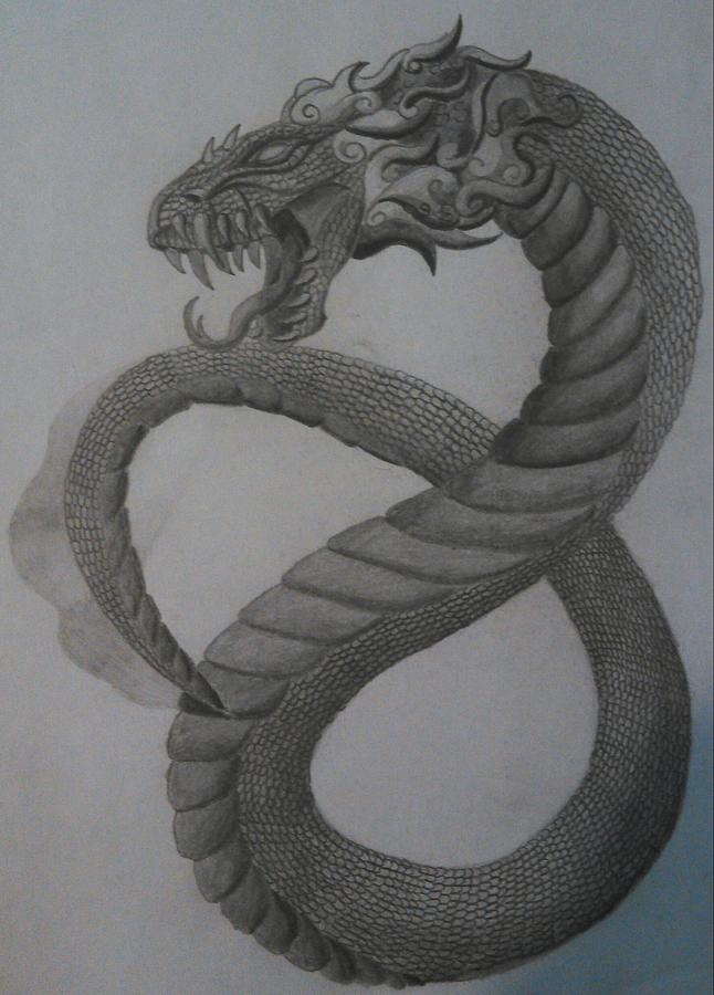 Draco Serpent Drawing by Scott Strozier