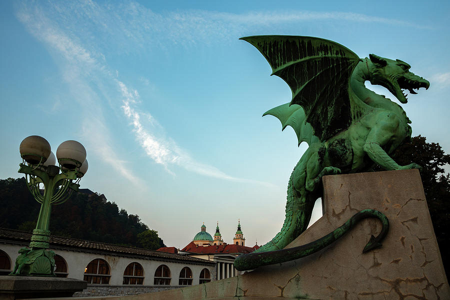 Dragon Bridge in Ljubljana #1 Photograph by Ian Middleton