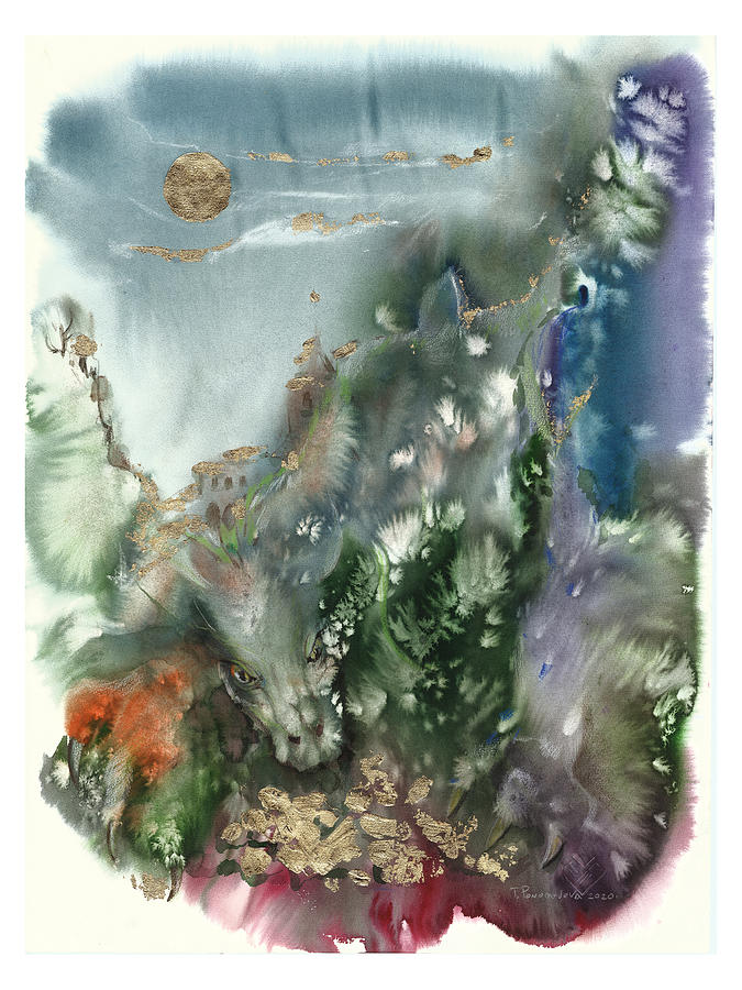 Dragon Painting - Dragon holds treasures #1 by Tatyana Ponomareva