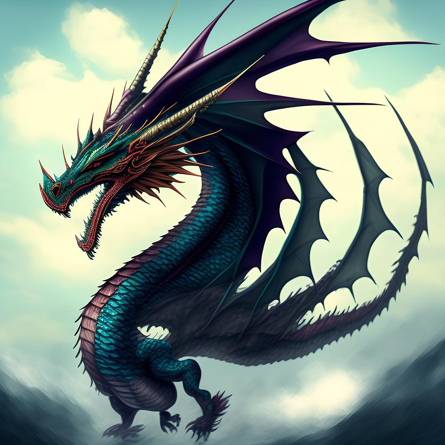 Dragon of Wind, Generative AI Illustration Digital Art by Miroslav ...