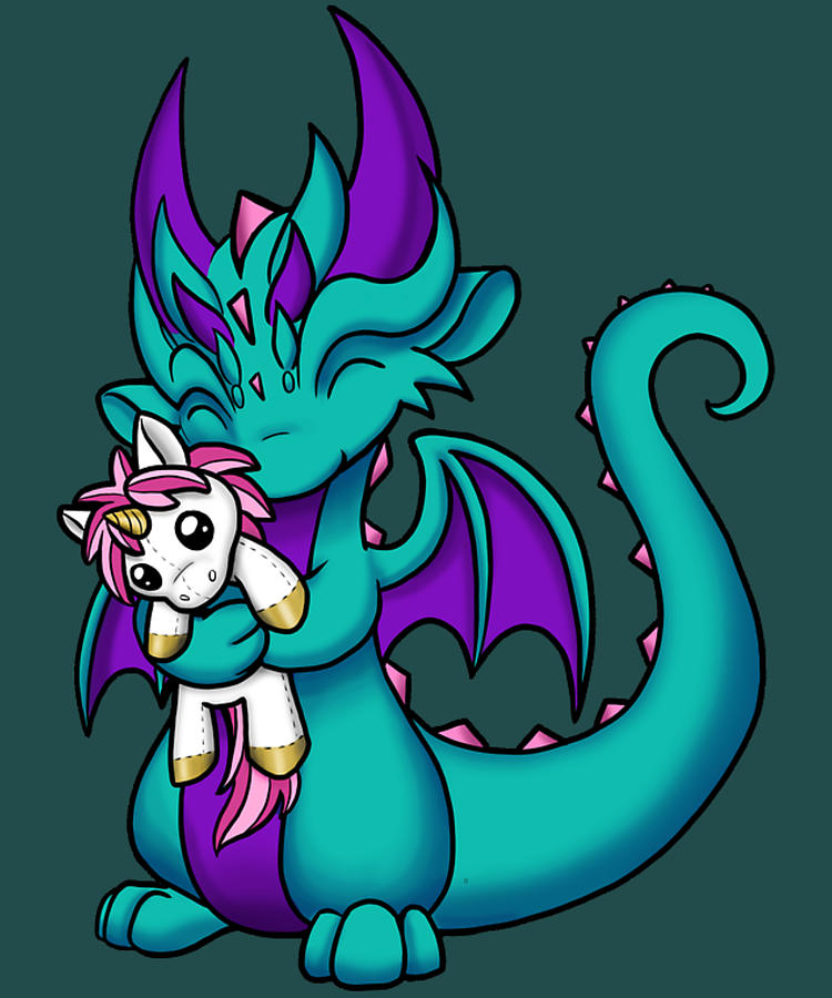 Dragon with Unicorn Plushie Digital Art by Phai Bui - Fine Art America