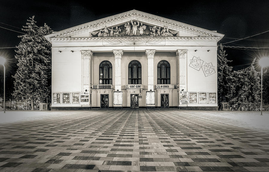 Drama Theater in Mariupol #2 Pyrography by Anna Rumiantseva