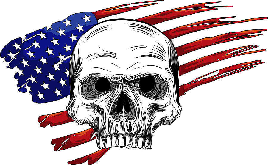 draw of Skull and flag usa. Vector illustration. Digital Art by Dean ...