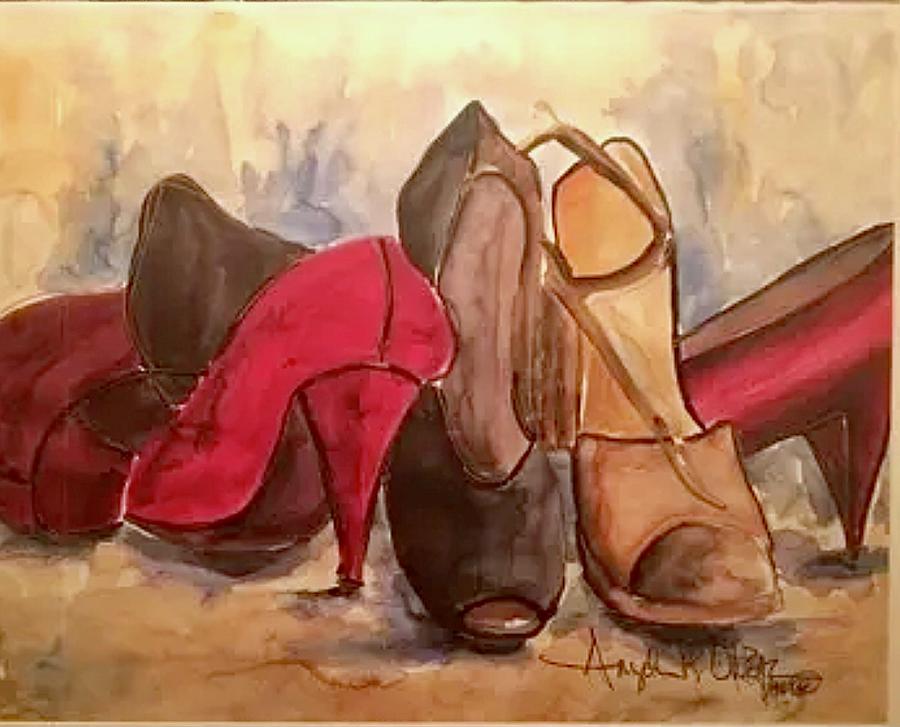 Dress shoes Painting by Angie ONeal