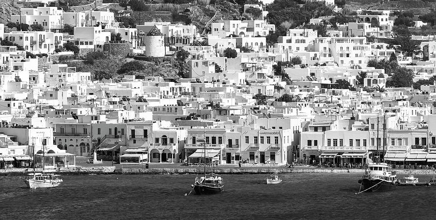 Boat Photograph - Dressed Up in White-Mykonos Harbour #1 by Joe deSousa