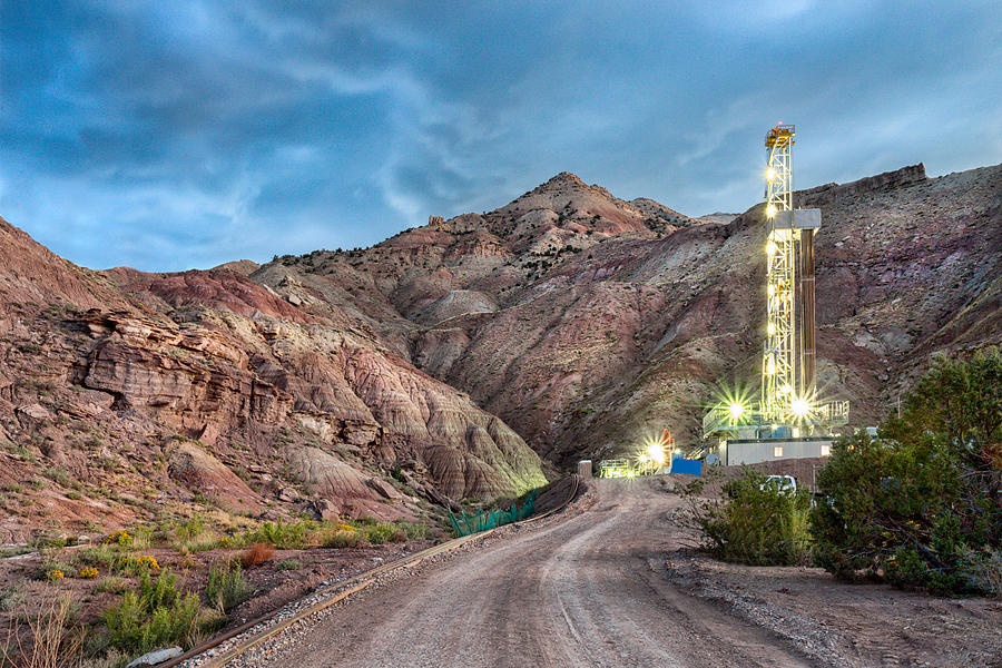 Drilling Fracking Rig at Dusk #1 Photograph by Grandriver
