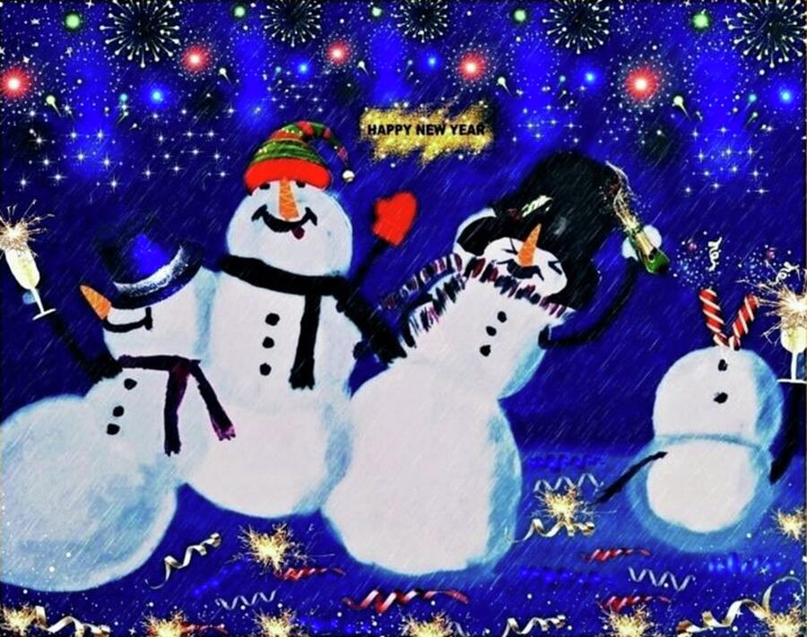 Drunkin Snowmen #2 Painting by Cherry Vercher Drunkin Snowmen #2 Painting by Cherry Vercher
