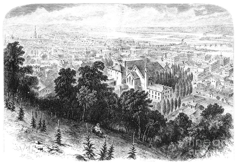 Dubuque, Iowa, 1874 #1 Drawing by Alfred R Waud