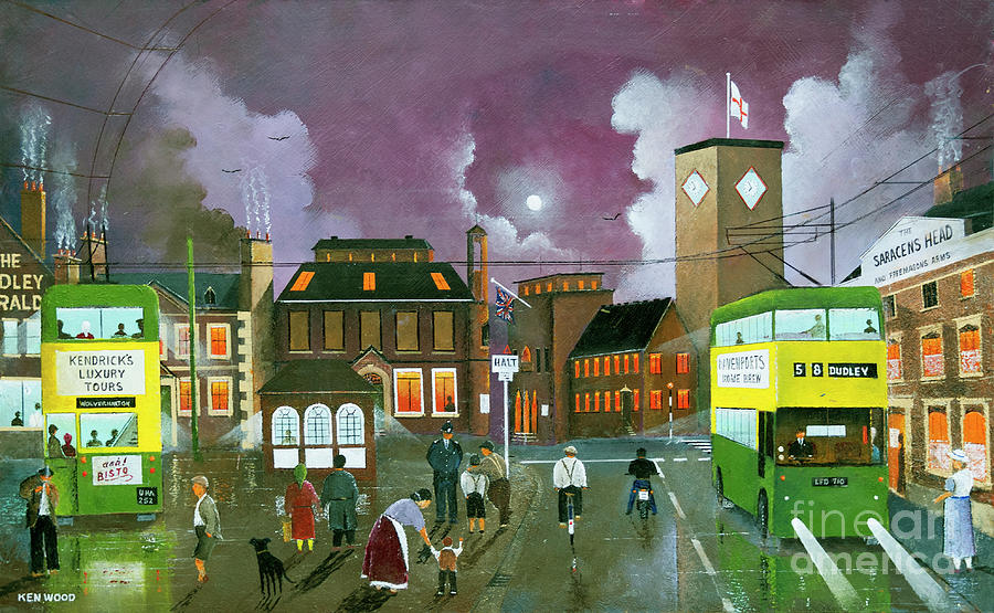 Dudley Trolley Bus Terminus - England #1 Painting by Ken Wood
