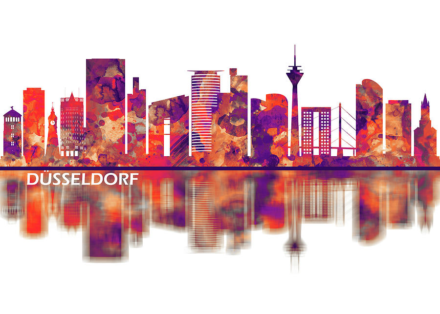 Dusseldorf Mixed Media - Dusseldorf Germany Skyline by Towseef Dar Dusseldorf Mixed Media - Dusseldorf Germany Skyline by Towseef Dar