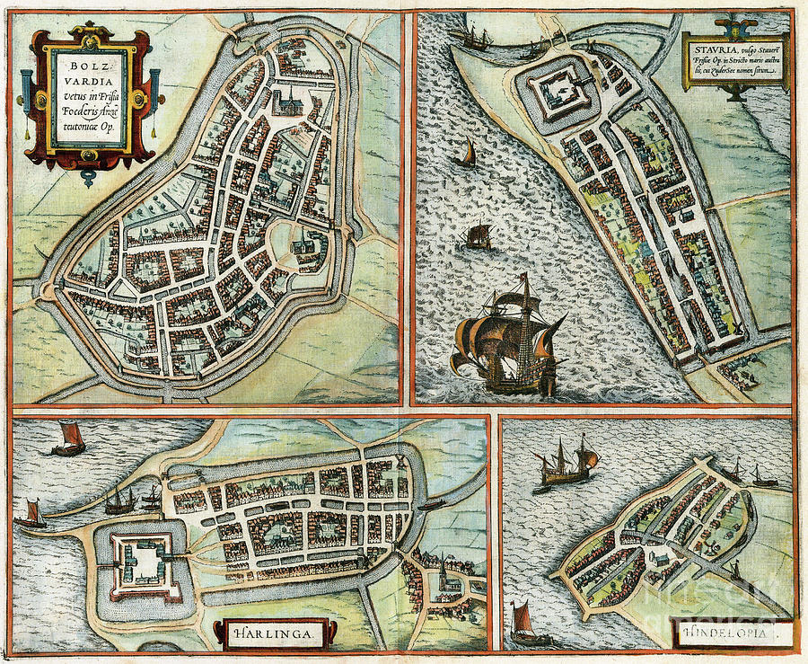 Dutch Cities, 1588 #1 Drawing by Georg Braun and Franz Hogenberg