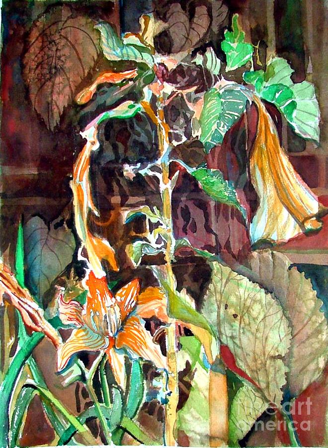 Dying Day Lilies #2 Painting by Mindy Newman