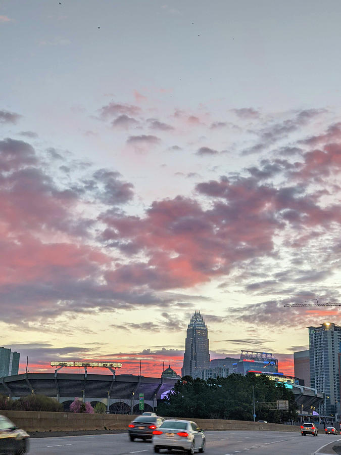 Early morning sunrise over charlotte city skyline downtown #1 Photograph by Alex Grichenko