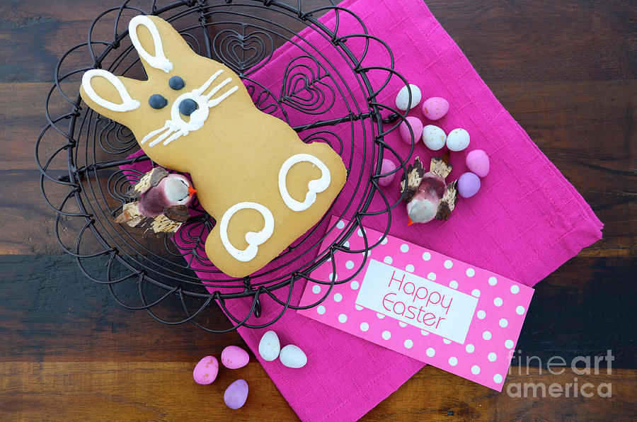 Easter gingerbread bunny cookie. #1 Photograph by Milleflore Images