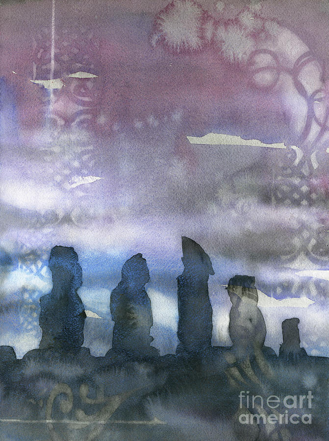 Easter Island Moai- Chile #1 Painting by Ryan Fox
