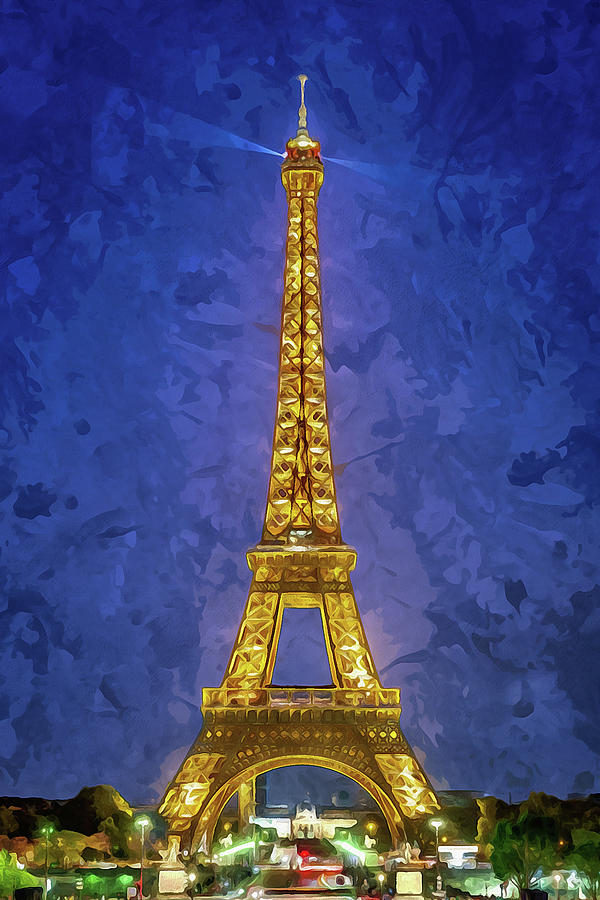 Eiffel Tower at Night - Digital Art Digital Art by Mike Weidman | Fine ...