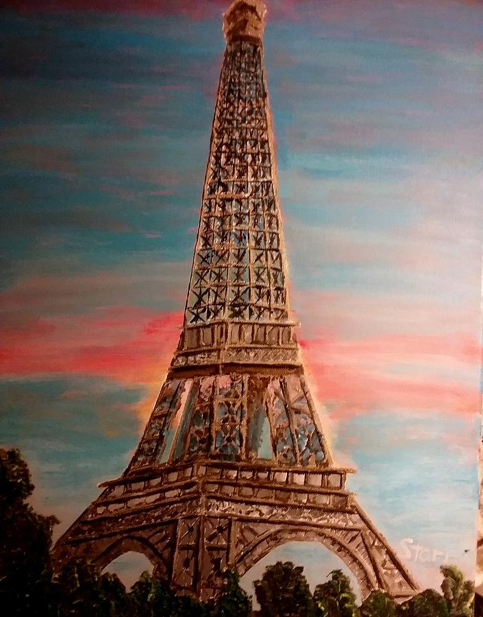 Eiffel Tower Glowing Painting by Irving Starr