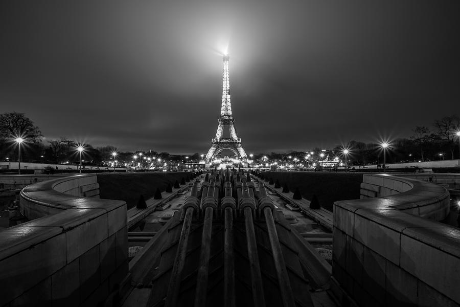 Eiffel Tower in Paris seen at night #1 Photograph by George Afostovremea