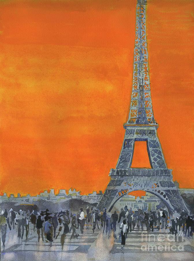 Sunset Painting - Eiffel Tower Sunset #1 by Ryan Fox