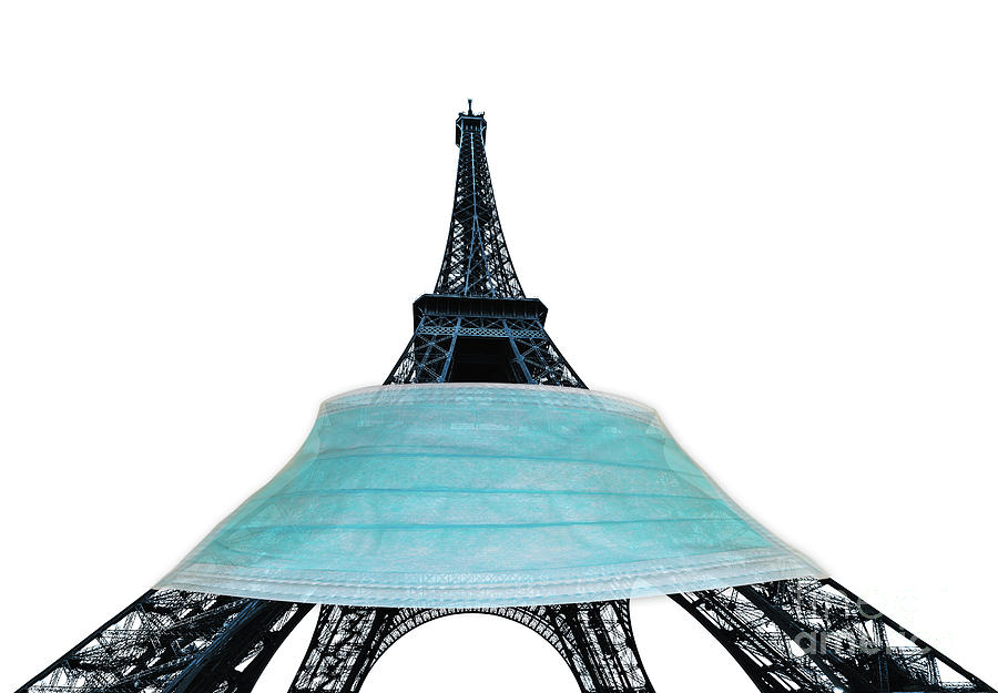 Eiffel tower with surgical mask #1 Photograph by Benny Marty