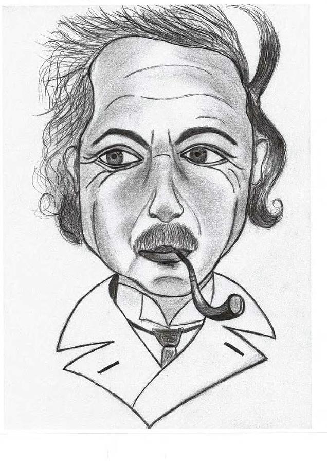 Portrait Drawing - Einstein #1 by Natalia Lebed