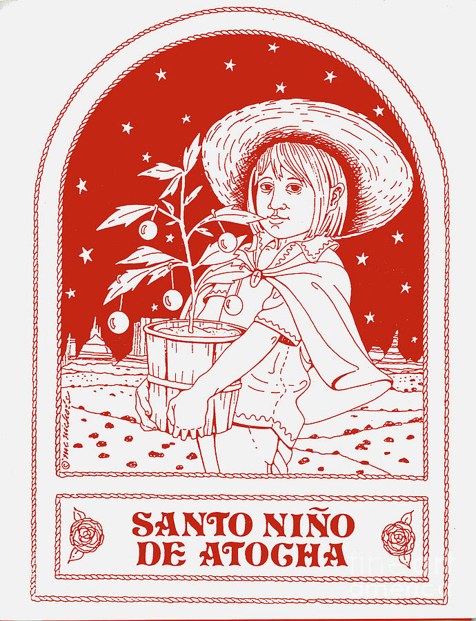 El Santo Nino de Atocha   Christmas card illustration - 1985 #1 Drawing by William Hart McNichols