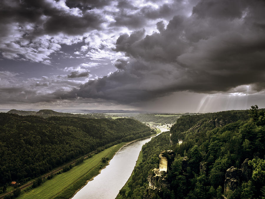 Elbe and Elbe Sandstone Mountains #1 Photograph by Bernd Schunack