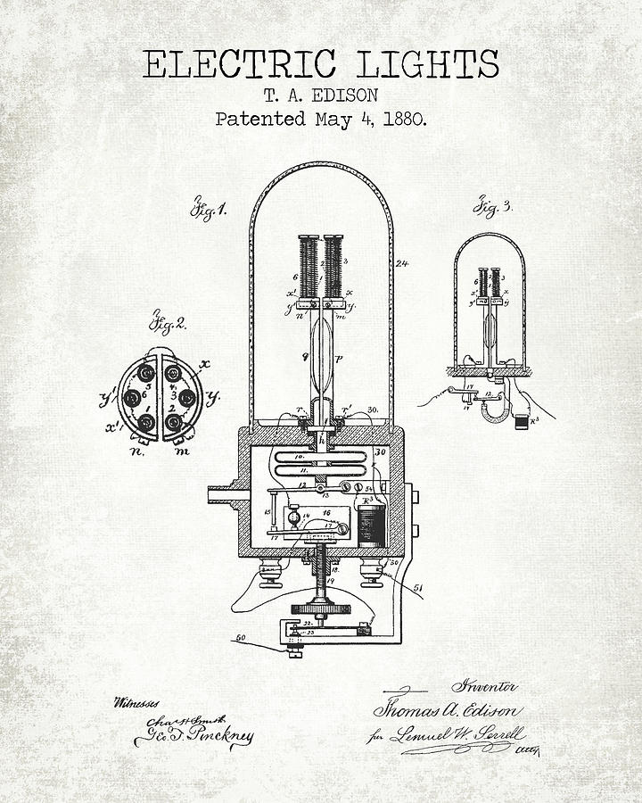 Electric lamp old patent #1 Digital Art by Dennson Creative - Pixels