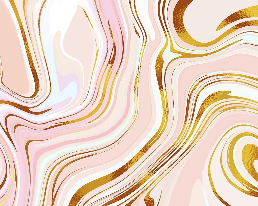 Liquid Marble wallpaper in pink & gold