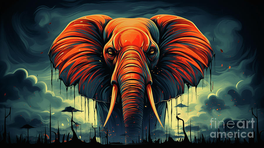 Elephant portrait in watercolor style.  #1 Digital Art by Odon Czintos