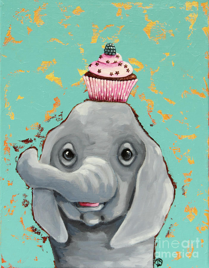 Elephant with Blackberry #1 Painting by Lucia Stewart