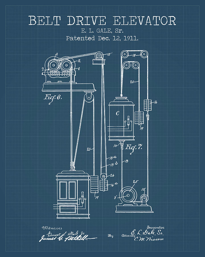 Architecture Digital Art - Elevator blueprint #1 by Dennson Creative