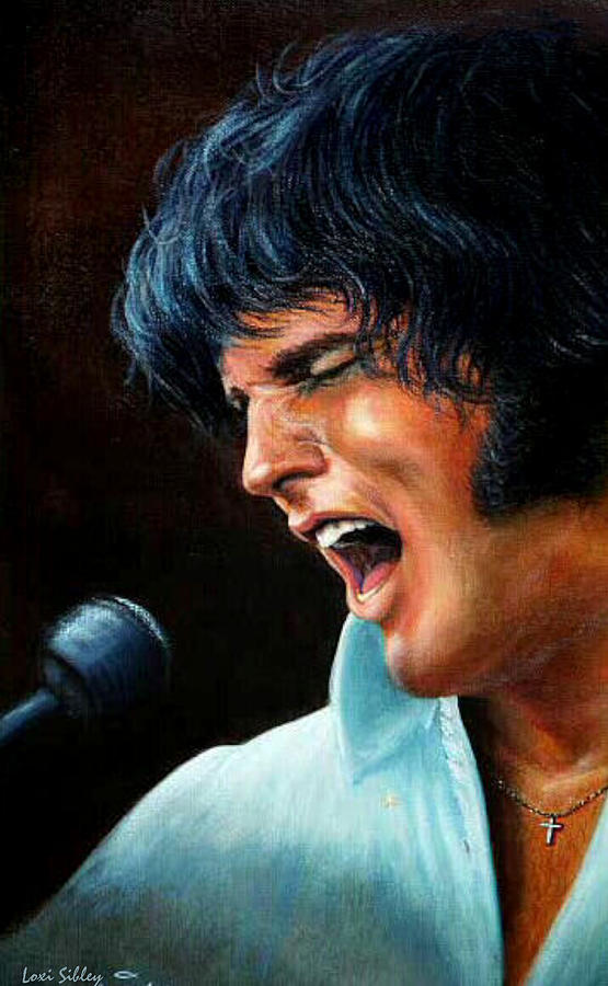 Elvis in Concert Painting by Loxi Sibley