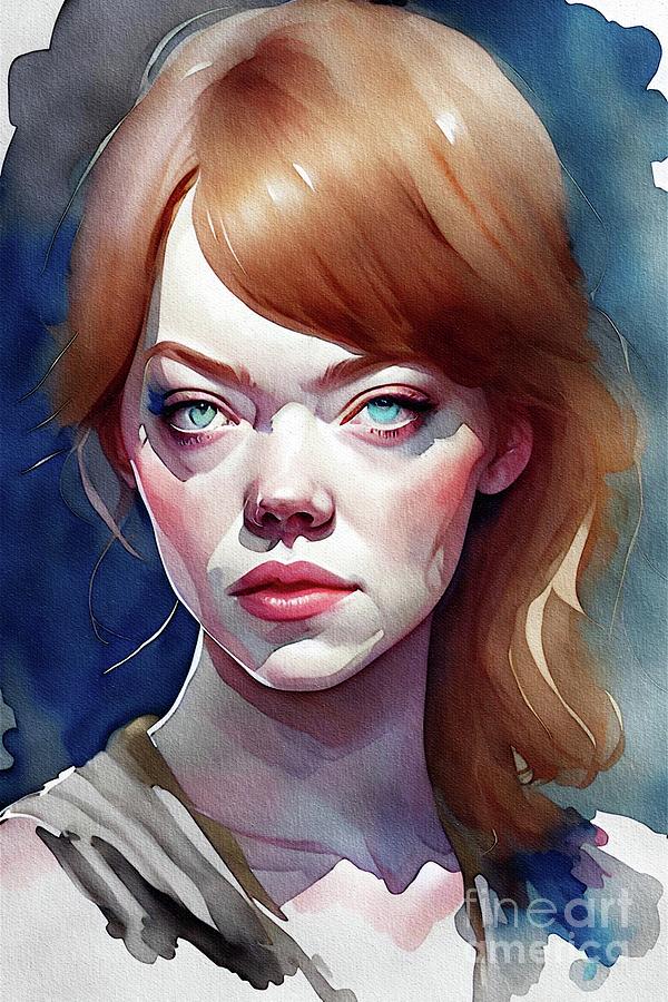 Emma Stone, Actress Painting by John Springfield - Pixels