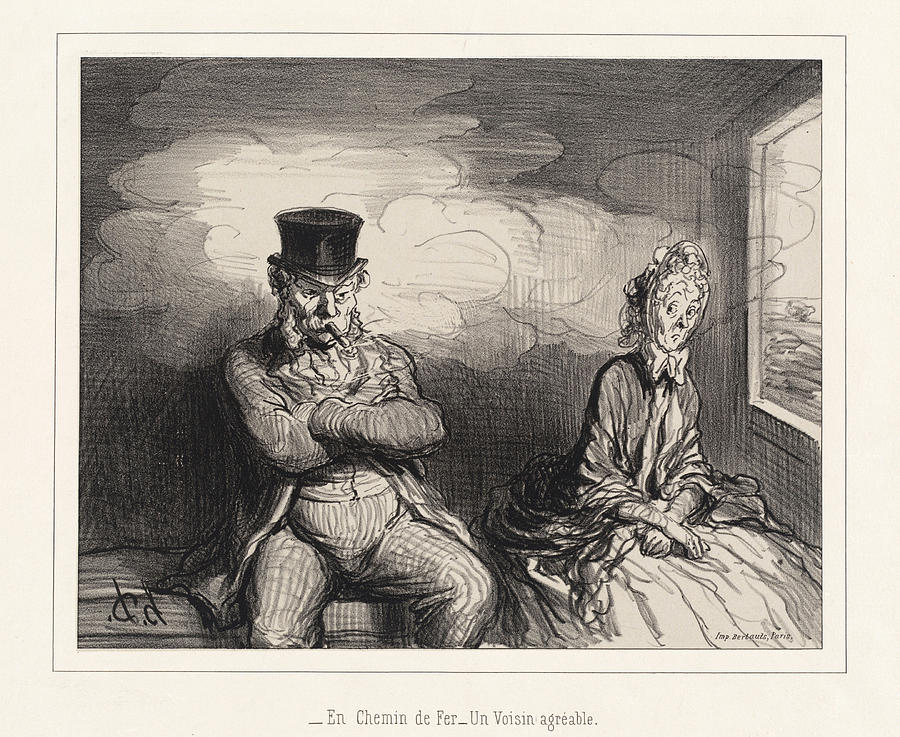 En Chemin de fer un voisin agreable Drawing by Honore Daumier - Pixels