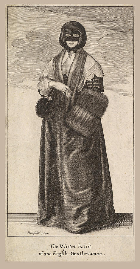 English Lady in Winter Costume #2 Drawing by Wenceslaus Hollar