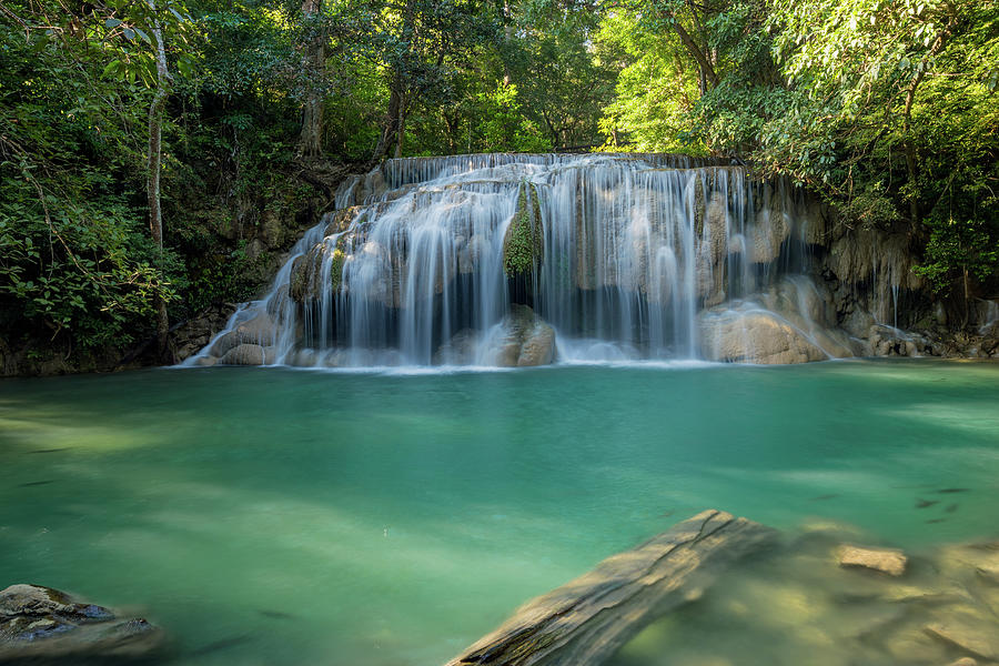 Erawan Waterfall with fish in water Photograph by Mikhail Kokhanchikov ...