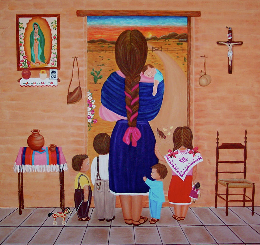 Esperando a Papa #1 Painting by Evangelina Portillo