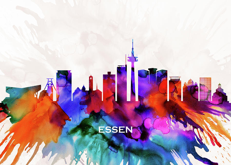 Essen Skyline #1 Mixed Media by NextWay Art - Pixels