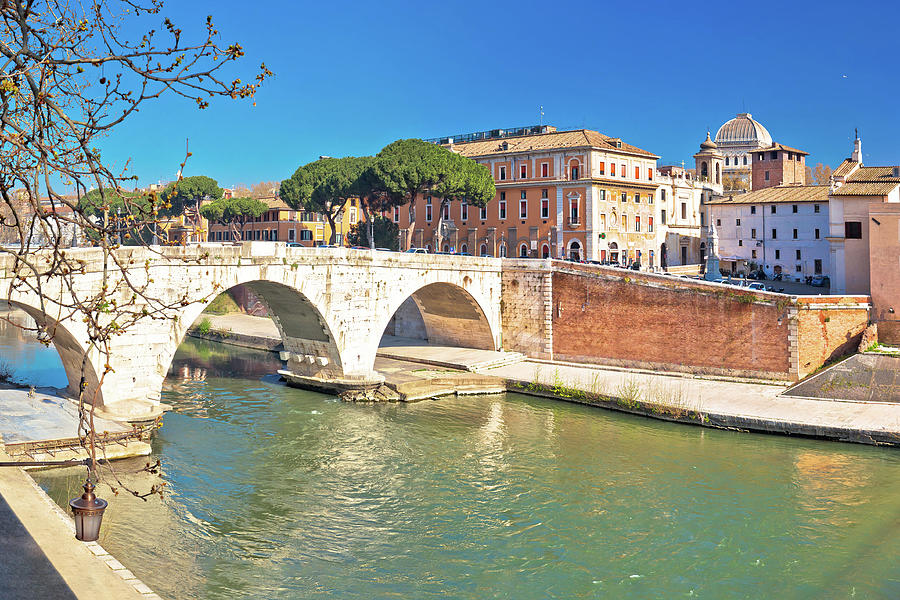 Eternal City Of Rome. Tiber River Island In Rome Panoramic View Photograph