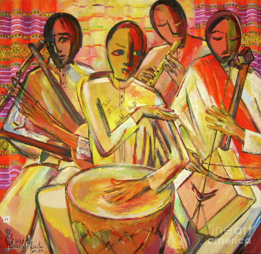 Flute Painting - Ethiopian instrument #1 by Yoseph Abate