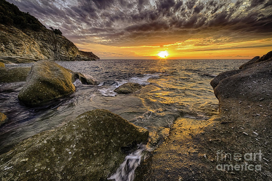 Scenic coastal sunset on island of Elba in Tuscany #1 Photograph by Vivida Photo PC